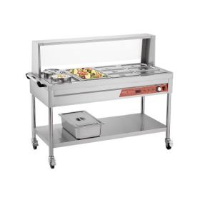 7 Pans + 2 Pots Commercial Food Warmer Steam Table with Undershelf Shield