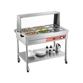 9 x 1/3 Pans Commercial Food Warmer Steam Table with Undershelf and Shield