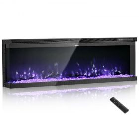 50 inch Electric Fireplace Three Sided Glass Wall Mounted Recessed 1500W