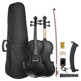 Violin 4/4 Size Fiddle Set Solidwood for Beginners with Case Rosin Black
