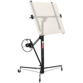 11ft Drywall Lift 150 lbs Sheetrock Hoist Adjustable Arm Lockable Wheels Black