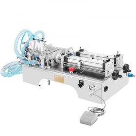 VEVOR Horizontal Liquid Filling Machine 100-1000ml, Pneumatic Liquid Filling Double Heads, Automatic Bottle Filler for High Viscosity Liquid and Paste