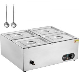 VEVOR Commercial Electric Food Warmer Countertop Buffet 4*12Qt Pan Bain Marie