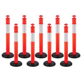 VEVOR 9 Packs Traffic Delineator Posts 48 in Traffic Safety Cones Fillable Base
