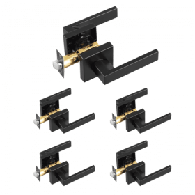 Passage Door Handle 5 Pack Matte Black Door Lever Interior Reversible Lever