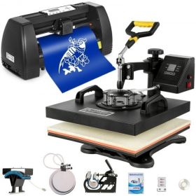 5 In1 Heat Press 15"x15"+ Vinyl Cutter 14" Plotter Print Swing Away Usb Port