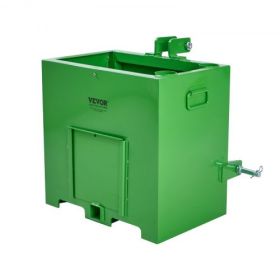 VEVOR Ballast Box 3 Point Category 1 Tractor, 800lbs Capacity, for 2'' Hitch Receiver, 5 cu.ft Volume Loader Attachment, Heavy-duty Steel, Green