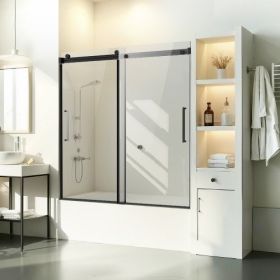 Frameless Sliding Bathtub Door 56-60 in.W x 60 in.H Frameless Shower Glass Door