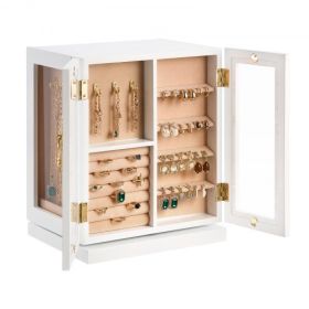 Jewelry Box 360° Rotating Jewelry Organizer with 5 Spacious Drawers White