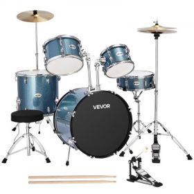 Drum Set 5-Piece Beginner Drums Set with 22 in Bass Drum (Gravel Blue)