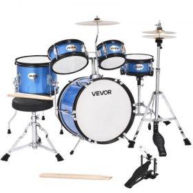Kids Drum Set 5-Piece Junior Musical Drum Kit with 14 in Bass Drum (Blue)
