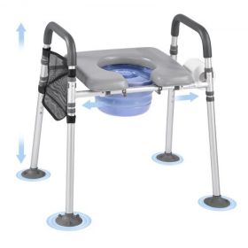 Bedside Commode Chair 4-in-1 Raised Toilet Seat Adjustable Height 500 lbs