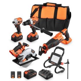 Tool Combo Kit 20V Brushless 5-Tool Cordless Power Tool Combo Kit with Batteries