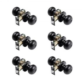 Round Privacy Door Knobs for Bedroom Bathroom Matte Black 6 Pack Keyless