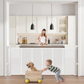 Retractable Baby Gate 34 in Tall Extend to 71 in Wide for Kids or Pets White