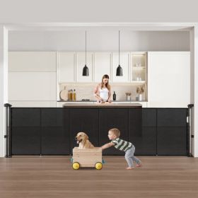 Retractable Baby Gate 34 in Tall Extend to 110 in Wide for Kids or Pets Black