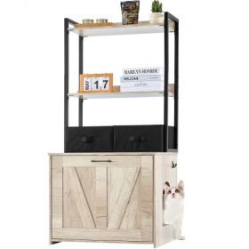 VEVOR Cat Litter Box Enclosure Litter Box Furniture Hidden 2 Shelves & 2 Baskets