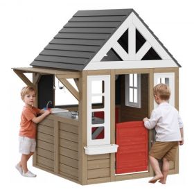 VEVOR Outdoor Wooden Playhouse Kids Garden Games Cottage with Door Window Sink
