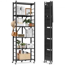 VEVOR 6-Tier Foldable Storage Shelf with Wheels 24 x 12 x 72-inch Metal Shelving