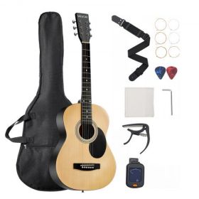 39 in Dreadnought Acoustic Guitar Natural Beginner Bundle with Gig Bag for Adult