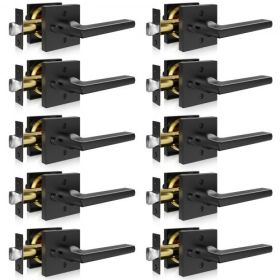 Privacy Door Handle 10 PCS Matte Black Square Door Lever Interior Reversible