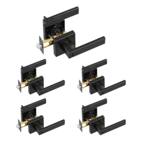 Privacy Door Handle 5PCS Matte Black Square Door Lever Interior Reversible Lever