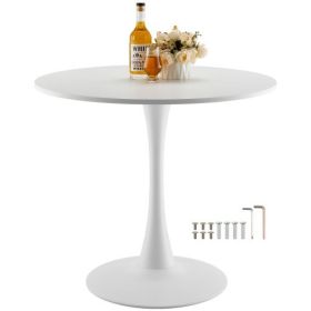 31.5 in Round Dining Table Wood Kitchen Table for 2-4 Person White (Only Table)