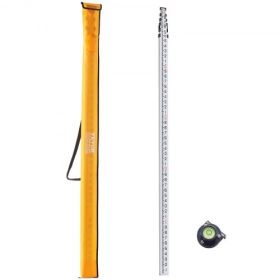 VEVOR Measuring Rod 25-Feet/10ths 6 Sections Telescopic Grade Rod 1/10ft w/ Bag