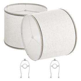 Lamp Shade 2 Set with Harp 11 x 13 x 10 inches (Light Linen with Black Edge)