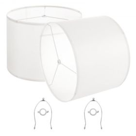 Drum Lamp Shade 2 Set 16 x 16 x 12 in Round Lampshade with Harp (Off-white)