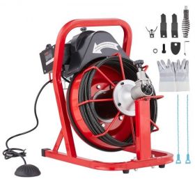 VEVOR Drain Cleaner Machine Electric Drain Auger 50FT x 3/10 In Auto Feed