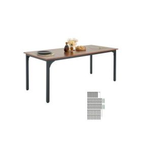 71in Rectangle Dining Table Wood Kitchen Table for 6-8 Person Brown (Only Table)