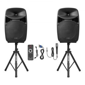 2 X 15 in Speakers Portable PA System 2000W Mixer Bluetooth Mic for DJ Party