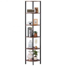 VEVOR 6 Tier Corner Shelf Tall Corner Stand with LED Light Narrow Display Rack