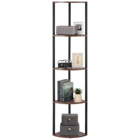 VEVOR 5 Tier Corner Shelf Tall Corner Stand with LED Light Narrow Display Rack