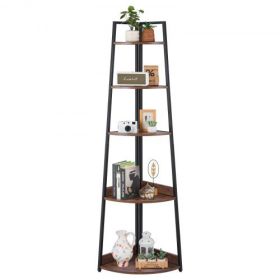 VEVOR 5 Tier Corner Shelf Tall Corner Bookshelf Plant Rack Wall Shelves Tower