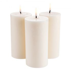 VEVOR 3 Pack Unscented Pillar Candles 65 Hours Long Burning Christmas White,Flickering-Flame Effect