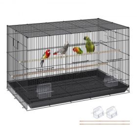 VEVOR 30 inch Bird Cage, Metal Large Parakeet Cages for Cockatiels Small Parrot Budgies Lovebirds Canaries, Pet Bird Cage with Rolling Stand and Tray