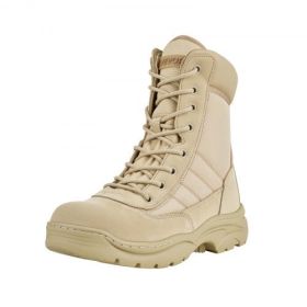 Men's Military Tactical Boots 8 Inch Sand-color Side Zipper US Size 11