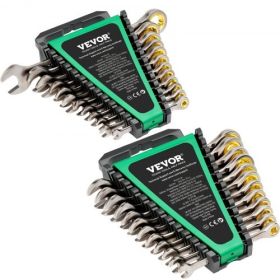 Combination Wrench Set 24 PCS SAE 1/4" to 7/8" Metric 8-19 mm Organizer Rack
