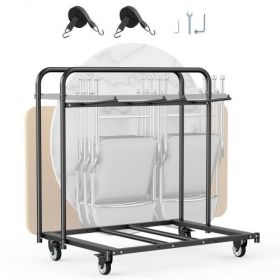 Folding Chair Rack Cart for 5 Tables+14 Chairs of 400LBS with Casters