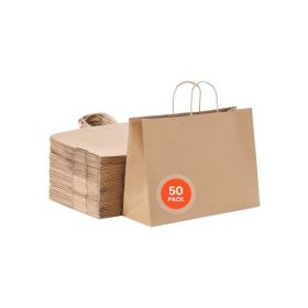 Kraft Paper Bags with Handles 50Pcs 16x6x12 in Party Shopping Retail Bag Brown
