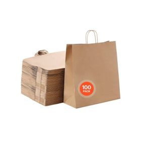 Kraft Paper Bag with Handles 100Pcs 18x7x19 in Party Shopping Retail Bag Black