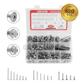 420 Pc Self Drilling Screw Assortment Set #8 #10 Hex/Phillips Head 1/2 to 2 Inch
